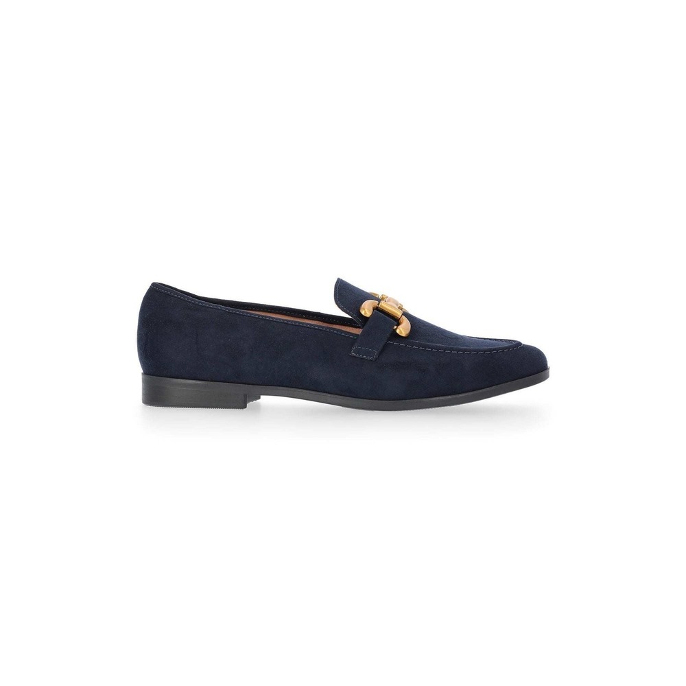 Time and Tru Womens Size‎ 9 Navy Blue Faux Microsuede Buckle Loafers NEW - Picture 2 of 5